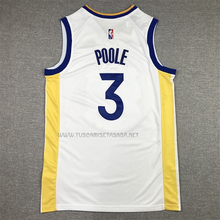 Camiseta Jordan Poole NO 3 Golden State Warriors Association Blanco